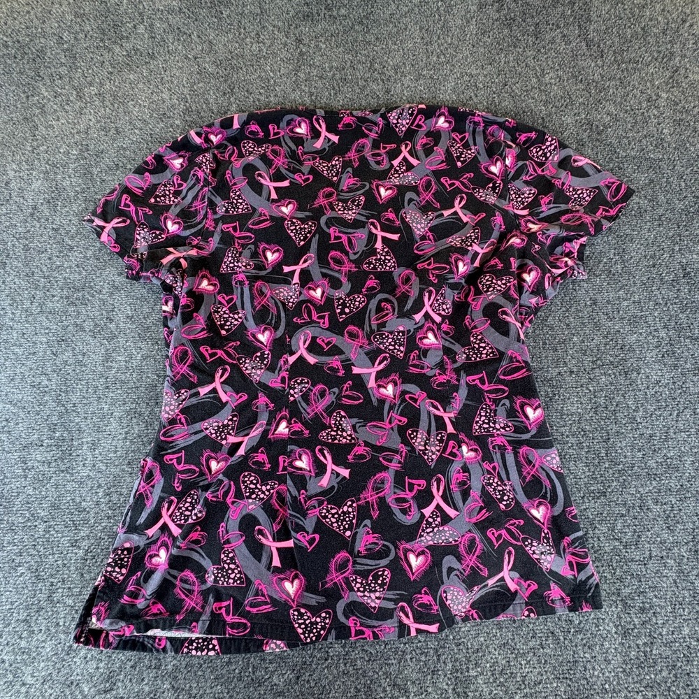 Dickies Scrub Top Womens Black Pink Breast Cancer Awareness Logo Short Sleeve - Picture 5 of 6
